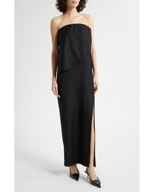 Posse Exclusive Theo Striped Jersey Strapless Maxi Dress in Black | Lyst