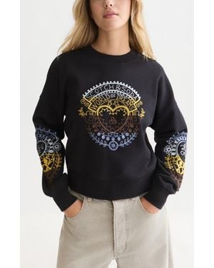 Scotch & Soda Embroidered Relaxed Fit Sweatshirt - Black
