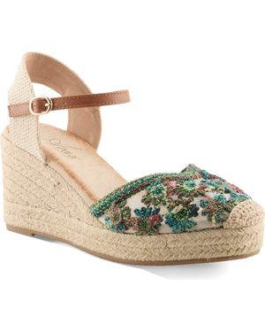 AZURA BY SPRING STEP Querdita Embroidered Platform Wedge - Metallic
