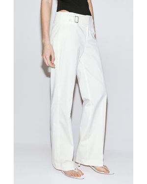Mango Belted Straight Leg Pants - White