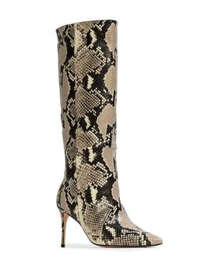 Black Suede Studio Friday 80 Pointed Toe Knee High Boot - White