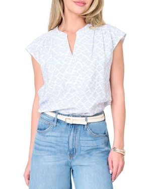 Gibsonlook Split Neck Cap Sleeve High-Low Top - White