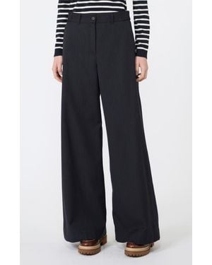 Weekend by Maxmara Bravo Pinstripe Wide Leg Virgin Wool Blend Pants - Black