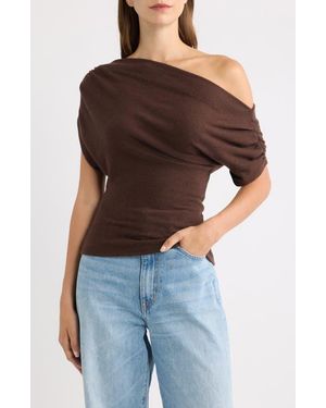 Reformation Iris One-Shoulder Knit Top - Brown