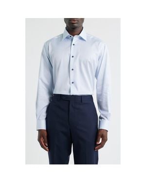 David Donahue Regular Fit Micro Geometric Print Dress Shirt - Blue