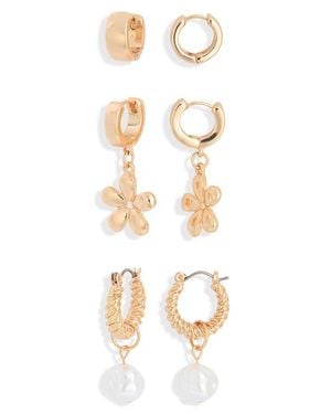 BP. Pretty Floral Set Of 3 Earrings - White