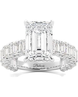 Balacia Emerald Cut Engagement Ring With Emerald Cut Side Diamonds - Metallic