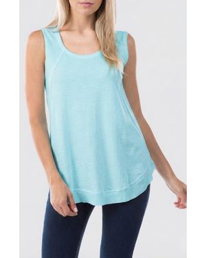 Apny Curve Hem Cotton Tank - Blue