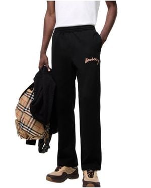 Burberry Logo Cotton Track Pants - Black
