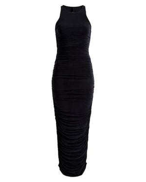 Skims Cupro Jersey Ruched Long Dress - Black