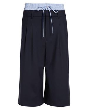 Monse Double Waistband Stretch Wool Culotte Pants - Blue