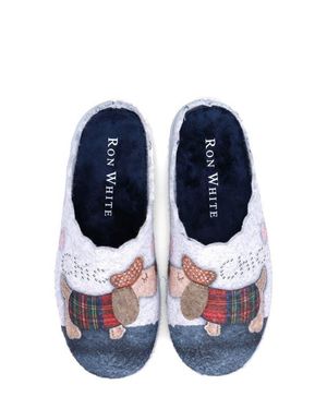Ron White Lupin Wool Felt Slipper - White