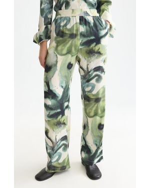 Scotch & Soda Gia Floral Print Wide Leg Pants - Green