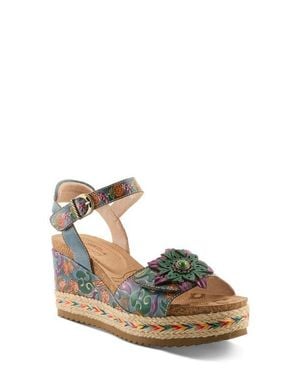 Spring Step Boca Espadrille Ankle Strap Platform Wedge Sandal - Multicolor