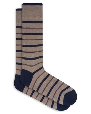 Bugatchi Stripe Mercerized Cotton Blend Dress Socks - Multicolor