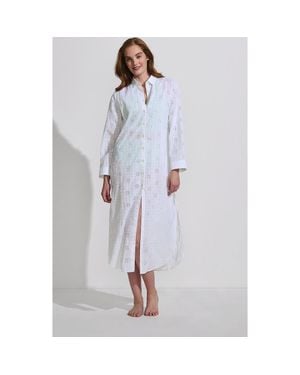 Lands' End Eyelet Button Down Maxi Cover-Up Dress - White