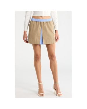 Astr Alycia Slit Miniskirt - Natural