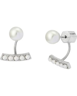 AllSaints Imitation Pearl Front/Back Earrings - Metallic
