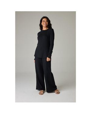 eavolu® Garda Eco-Luxe Rib Crew-Neck Long Sleeve Top - Blue