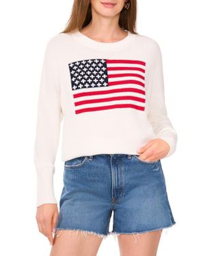 Vince Camuto Flag Graphic Sweater - Gray