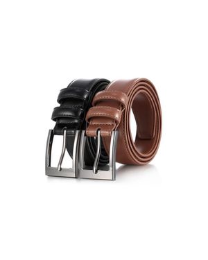 Mio Marino Dual Loop Leather Dress Belt-2 Pack - Black