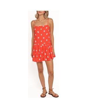 Petal & Pup Claire Daisy Drop Waist Romper - Red