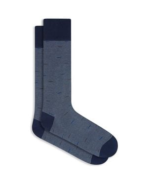 Bugatchi Pinstripe Mercerized Cotton Blend Dress Socks - Blue