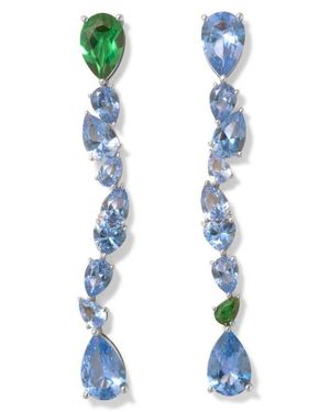 Completedworks Cubic Zirconia & Synthetic Spinel Mismatched Drop Earrings - Blue