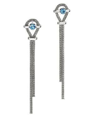 John Hardy Icon Drop Earring, Sterling, Swiss Topaz - White