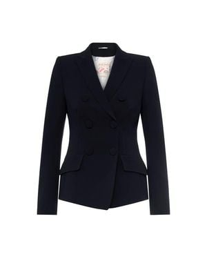 Maison Common Double Breasted Travel Safe Blazer - Blue