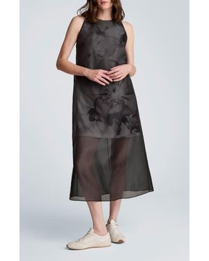 Kenneth Cole Sheer Overlay Dress - Black
