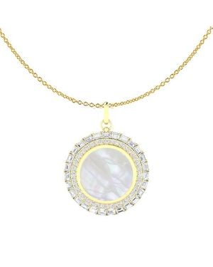 Everlee Mother-Of-Pearl & Lab Diamond Emerald And Round Pendant Necklace - Metallic