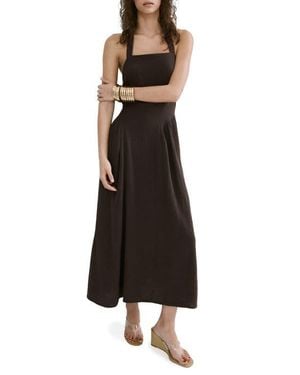 Mango Double Gazue Halter Maxi Dress - Black
