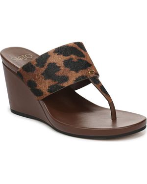 Sarto Talea Genuine Calf Hair Wedge Sandal - Brown