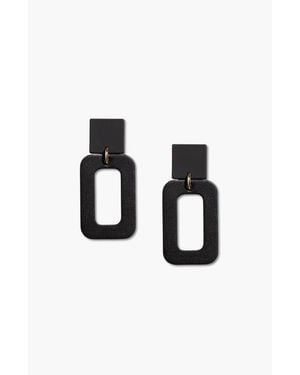 Nickel & Suede Logan Earrings - Black