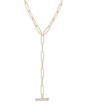 Open Edit Paper Clip Pavé Toggle Necklace - Blue
