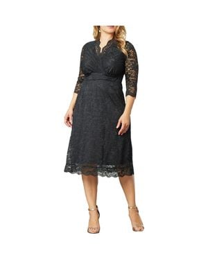 Kiyonna Scalloped Boudoir Lace Sheath Dress - Black