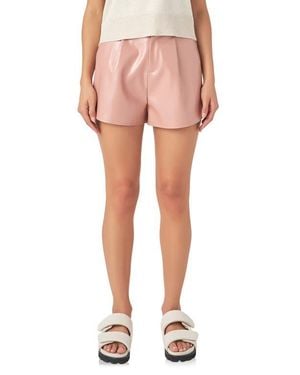 Grey Lab Shiny Faux Leather Shorts - Pink