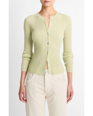 Vince Cashmere & Silk Rib Cardigan - Natural