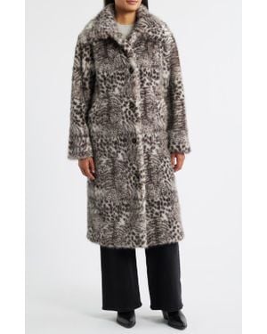 Bernardo Abstract Faux Fur Coat - Black