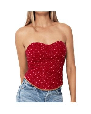 Self-Adore Perla Hand Beaded Embellished Corset Top - Red