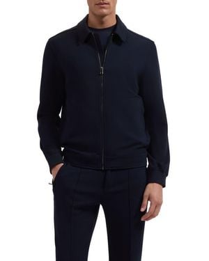 Bugatchi Soft Touch Blouson Knit Jacket - Blue