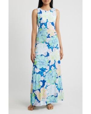 Lilly Pulitzer Carolita Ruched Sleeveless Maxi Dress - Blue