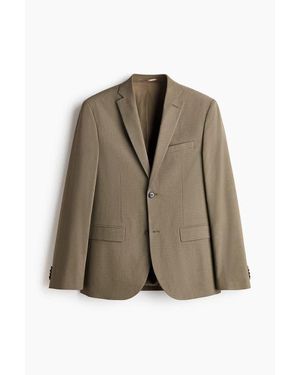 H&M Slim Fit Single-Breasted Jacket - Brown