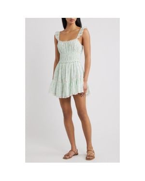 LoveShackFancy Maralina Print Ruffle Minidress - Gray