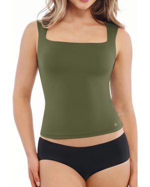 Popilush Cloud Touch Snatched Double Layer Tummy Control Sleeveless Tank Top - Green