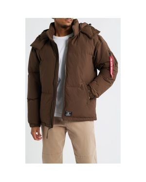 Alpha Industries Down & Feather Puffer Parka - Brown
