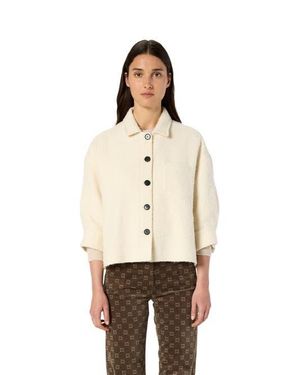 Gerard Darel Ninon Cropped Plain Tweed Jacket - Natural