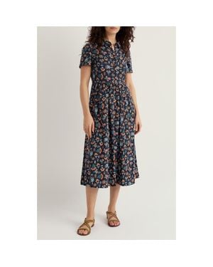 Seasalt Cornwall Mainland Floral Print Midi Shirtdress - Black