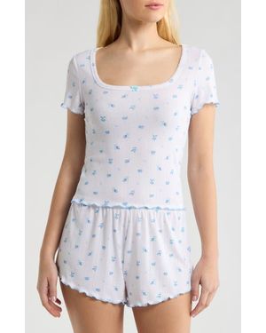 Open Edit Pointelle Knit Short Pajamas - White